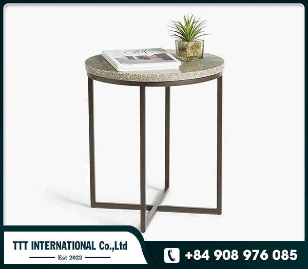 Terrazo table top with metal frame side table